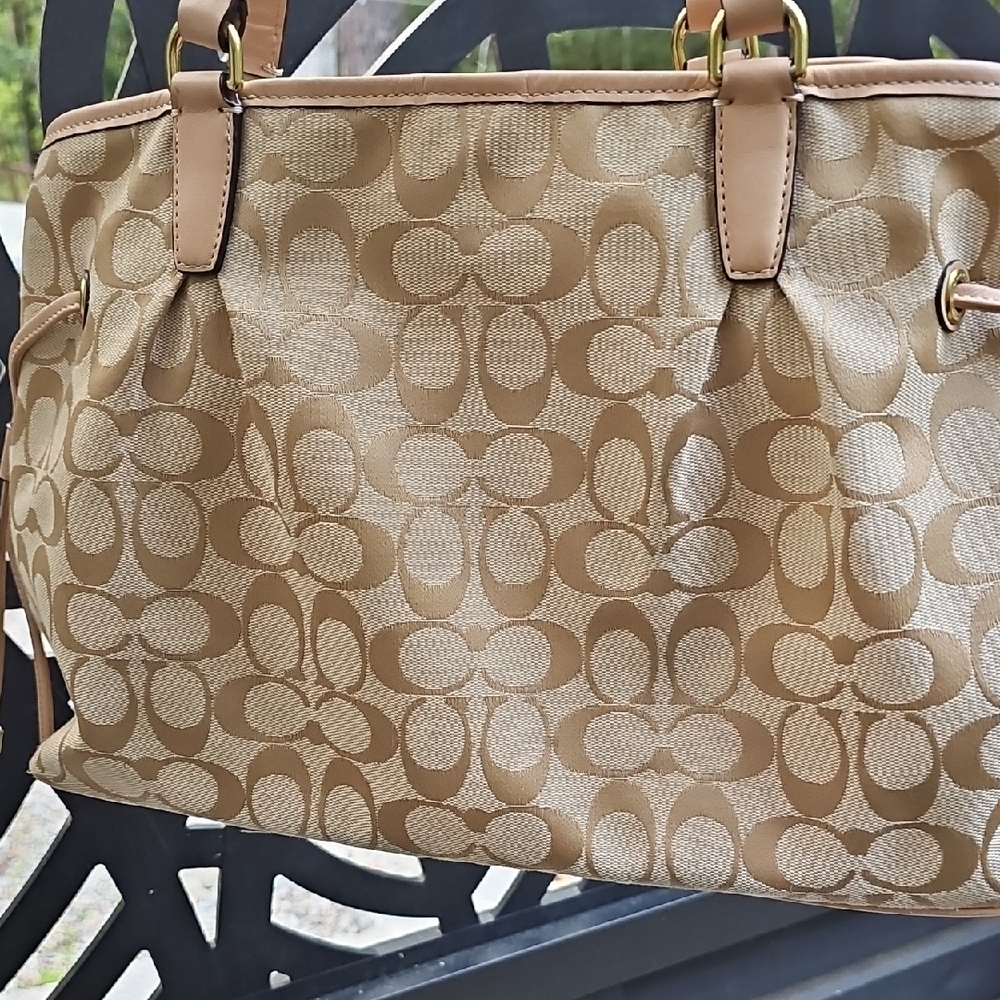 Coach Classic Monogram with Teal Glitter Heritage Stripe Like Brand Spanking New - Picture 7 of 11
